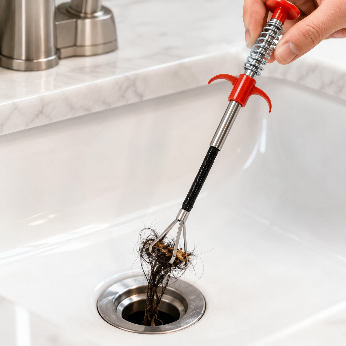 Flexible 4-Claw Drain Unclogger