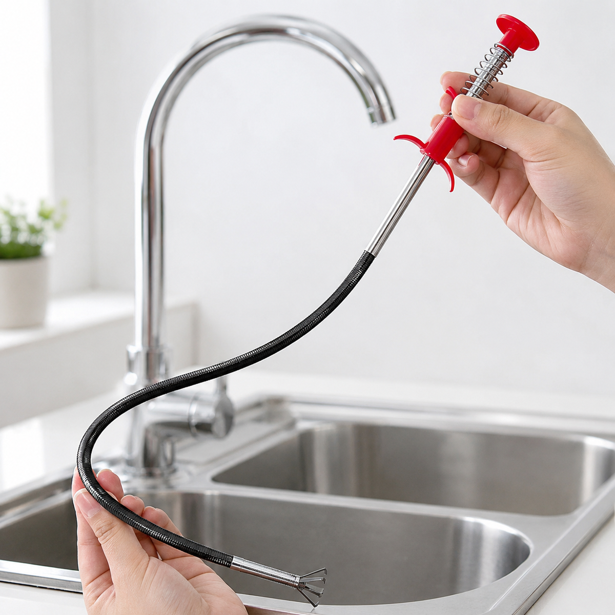 Flexible 4-Claw Drain Unclogger