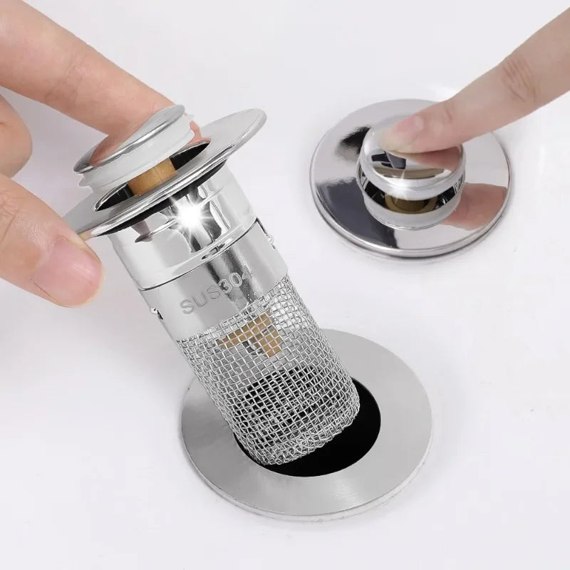 Bathroom Sink Stopper — Pop-Up Stainless Steel Plug